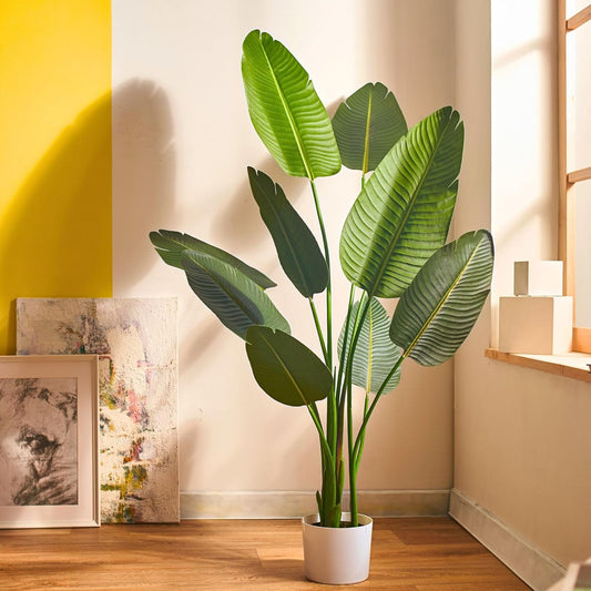 Stunning 5 FT Artificial Bird of Paradise Tree - Pre-Potted Faux Palm for Indoor & Outdoor Decor - UV Resistant Evergreen Beauty